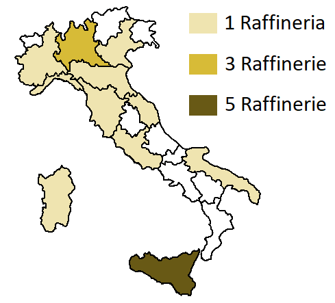 Cartogramma raffinerie in Italia